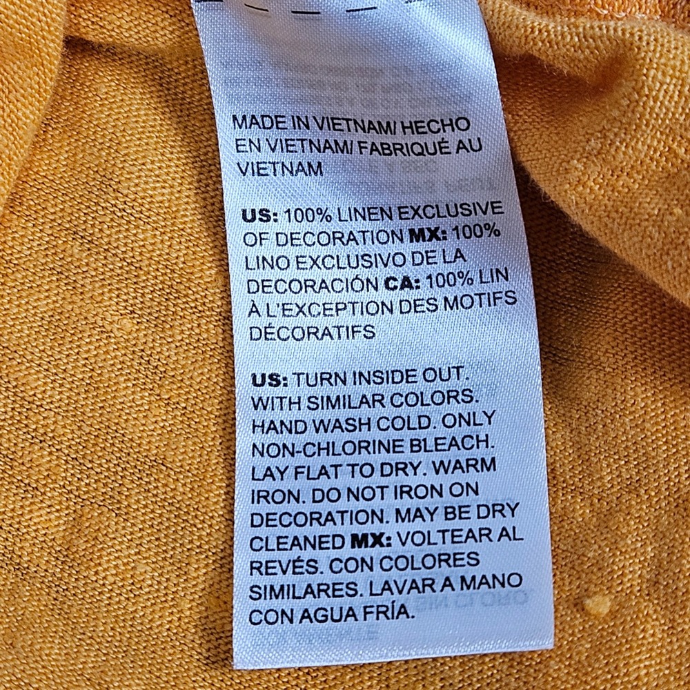 Chico's Women XL Linen Tunic Top Floral Embroidered Sequin 3/4 Sleeve Orange - Picture 6 of 10